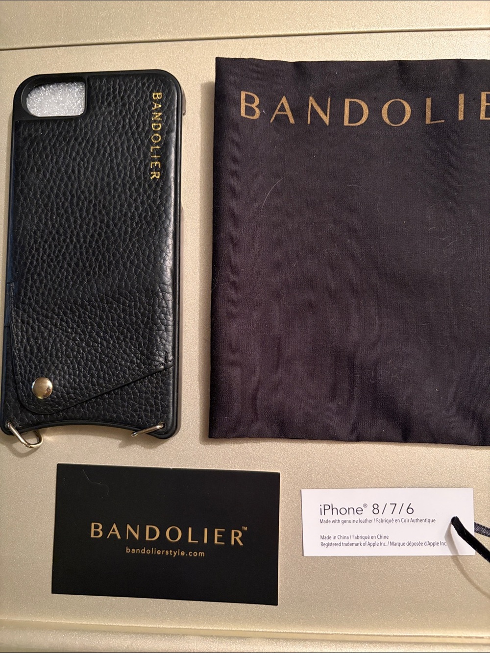 New Bandolier Black Leather Crossbody Phone Case iPhone SE or 8/7/6 no strap